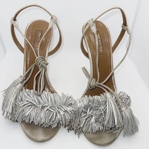 Aquazzura Fringe tassel heels. GOOD CONDITION. With box and dust bag.
